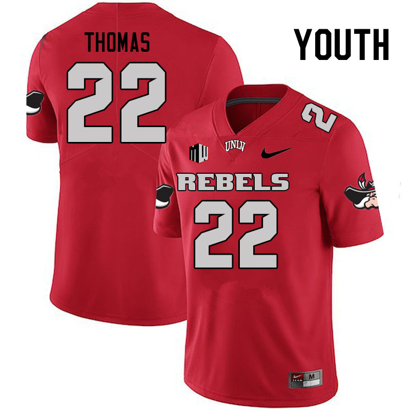 Youth #22 Jai'Den Thomas UNLV Rebels College Football Jerseys Stitched Sale-Scarlet - Click Image to Close